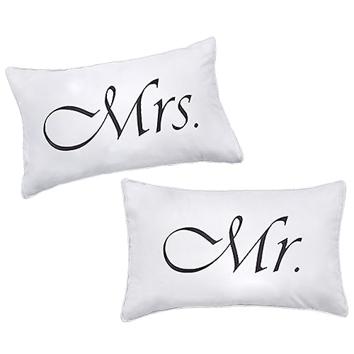 DasyFly 2PCS Mr and Mrs Pillow Cases,His and Hers Couples Pillowcases,Romantic Anniversary Engagement Christmas Wedding Gifts for The Couple,Bride Shower Gifts Ideas - Image 1
