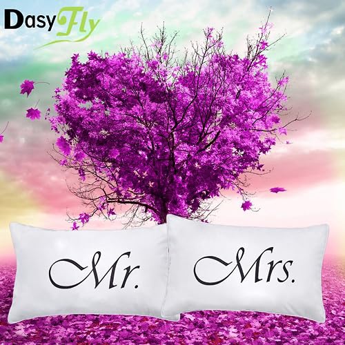 DasyFly 2PCS Mr and Mrs Pillow Cases,His and Hers Couples Pillowcases,Romantic Anniversary Engagement Christmas Wedding Gifts for The Couple,Bride Shower Gifts Ideas - Image 2