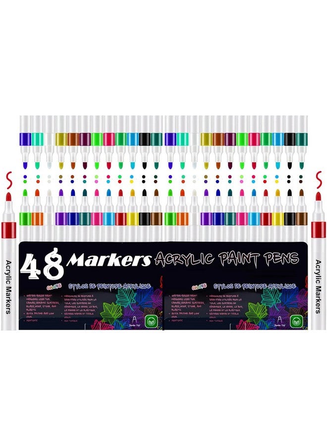 MOROVIK MOROVIK 48 Colors Acrylic Paint Pens Markers, Premium Acrylic Paint Pen for Wood, Canvas, Stone, Rock Painting, Glass, Ceramic Surfaces, DIY Crafts Making Art Supplie (White) - Image 1