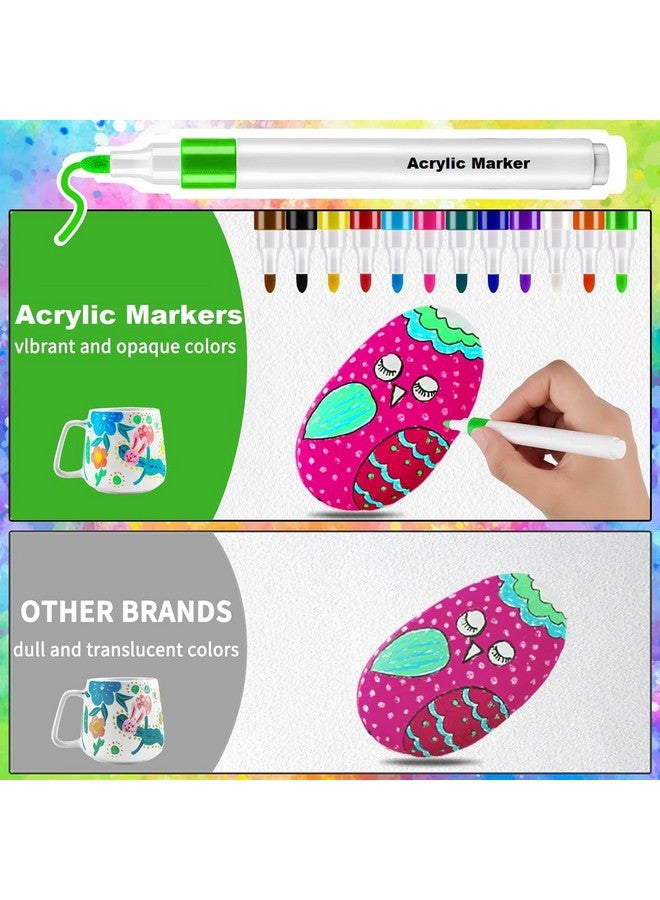 MOROVIK MOROVIK 48 Colors Acrylic Paint Pens Markers, Premium Acrylic Paint Pen for Wood, Canvas, Stone, Rock Painting, Glass, Ceramic Surfaces, DIY Crafts Making Art Supplie (White) - Image 3