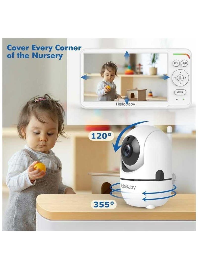 هالو بيبي جهاز مراقبة الأطفال مع الكاميرا والصوت، شاشة IPS مقاس 6 بوصات، بدون واي فاي، بطارية تدوم 30 ساعة، وضع ECO، محادثة ثنائية الاتجاه، رؤية ليلية، 1000 قدم - Image 2