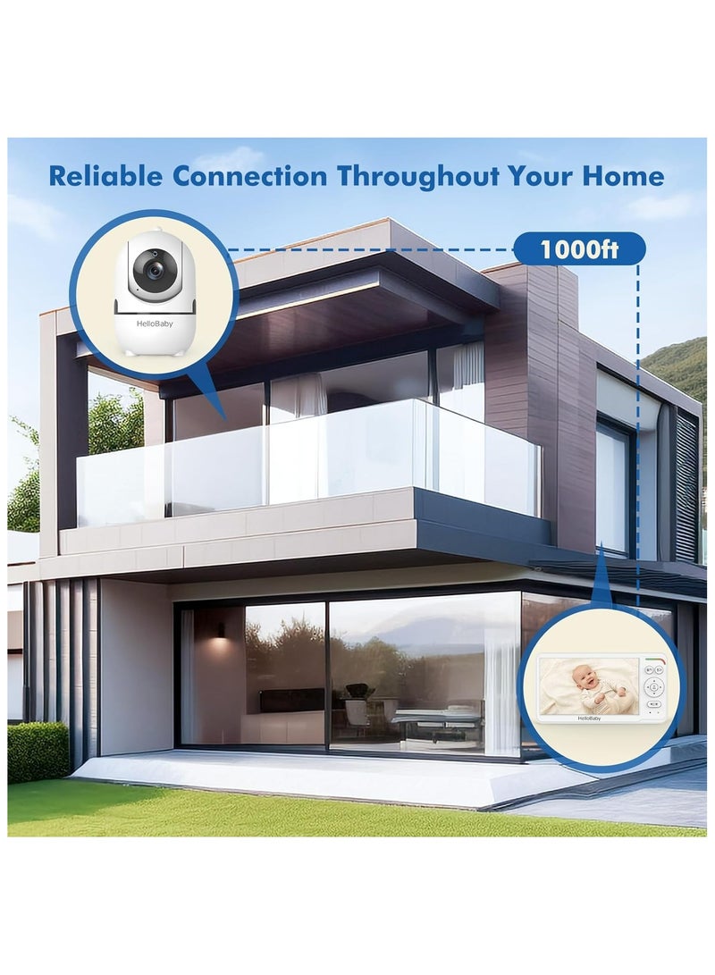 هالو بيبي جهاز مراقبة الأطفال مع الكاميرا والصوت، شاشة IPS مقاس 6 بوصات، بدون واي فاي، بطارية تدوم 30 ساعة، وضع ECO، محادثة ثنائية الاتجاه، رؤية ليلية، 1000 قدم - Image 5