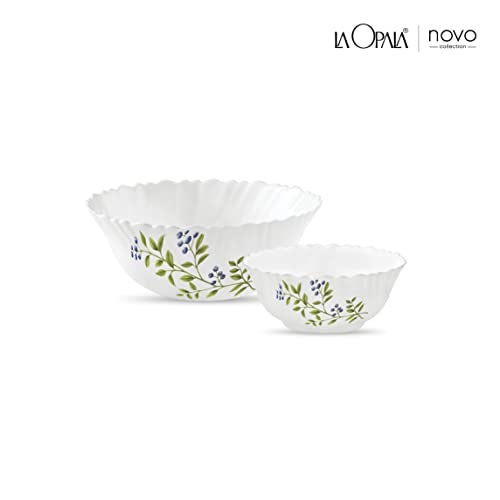 La Opala Novo Collection Opal Glass Crockery | Gift Set of 7 | Pudding Set 7 pcs Lush Greens | Bowls for Desserts & Gifting | Microwave Safe | 100% Vegetarian | Extra Strong | Light & White - Image 2