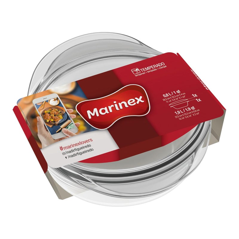 Marinex طاجن زجاجي كبير مارينيكس مع غطاء 2.8 لتر - شفاف - Image 3