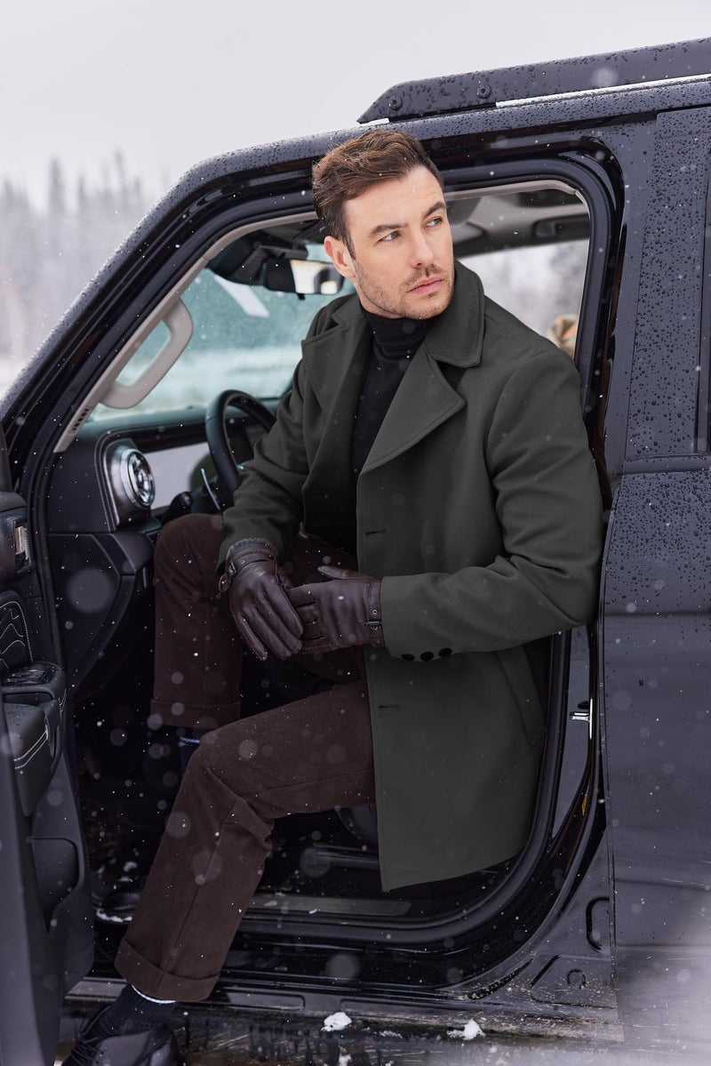 COOFANDY Mens Peacoat Jacket Notched Collar Trench Coat Mid Long Winter Coat Fashion - Image 4