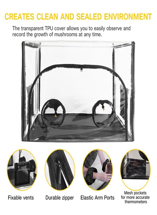 ACover Large Still Air Box Mushroom, Mushroom Grow Bag Kit Mycology Fume Hood Propagation Stations Grow Kit Monotub Kit Mushroom Planting Bag Tent for Spores Horticulture Supplies,31.5x 20.5x 20.5inch - Image 3