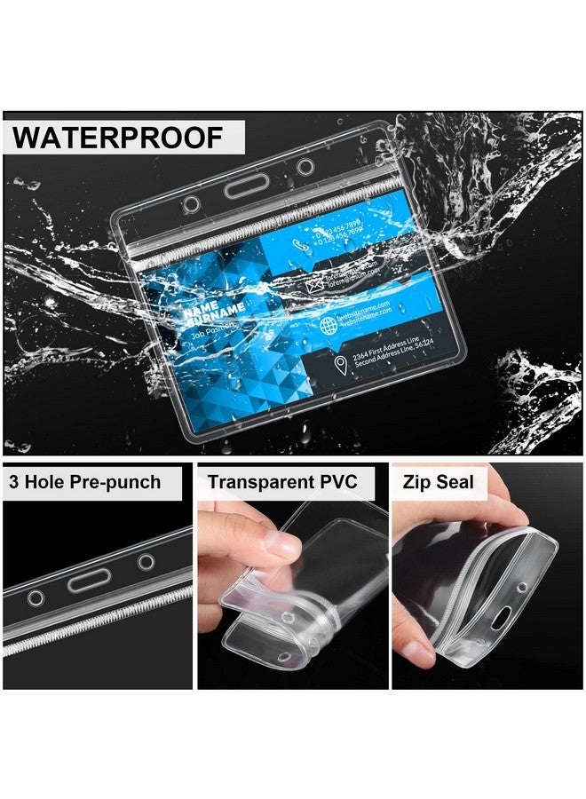 Marspark 100 مجموعة من بطاقات الأسماء الشفافة مع أربطة عنق لبطاقات الهوية، أربطة عنق قابلة لإعادة الاستخدام مع حامل هوية، شارات اسم بلاستيكية مع أربطة عنق للكبار والأطفال وكلية إدارة الأعمال والكنيسة والمؤتمرات (أسود) - Image 4