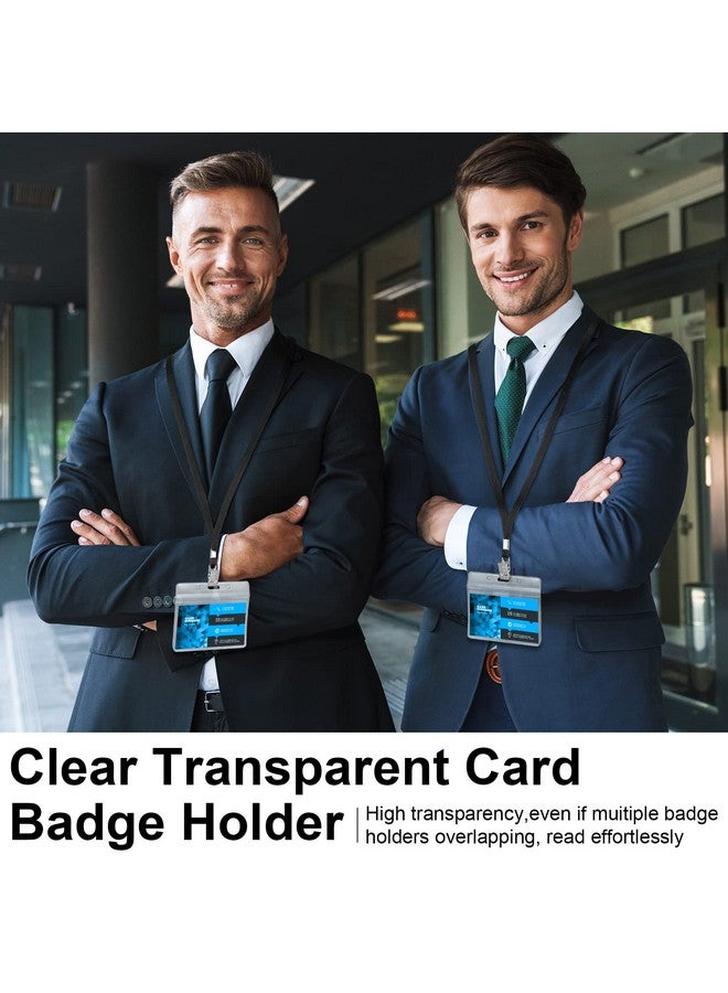 Marspark 100 مجموعة من بطاقات الأسماء الشفافة مع أربطة عنق لبطاقات الهوية، أربطة عنق قابلة لإعادة الاستخدام مع حامل هوية، شارات اسم بلاستيكية مع أربطة عنق للكبار والأطفال وكلية إدارة الأعمال والكنيسة والمؤتمرات (أسود) - Image 5