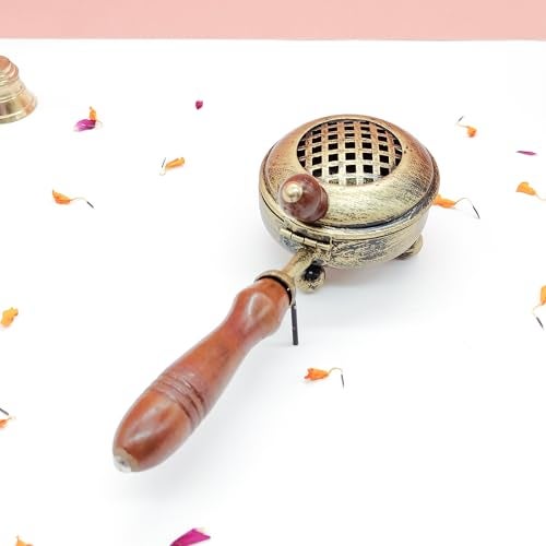 DOKCHAN Iron dhuni with Wooden Holder for Lohan dhoop dhuni, for Pooja, Temple, Home/use Diwali Special Pooja dhoop dhuni with Wooden Holder (Large) - Image 5