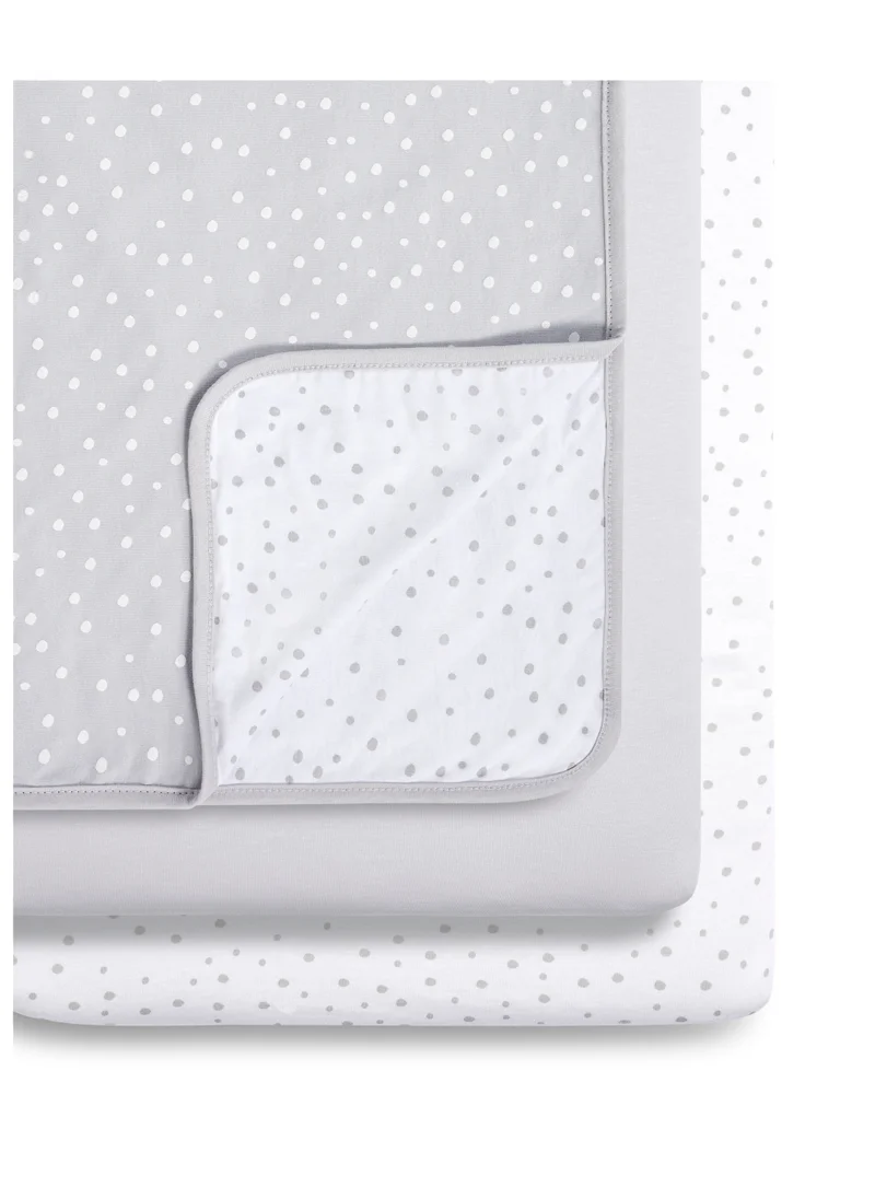 Snuz 3 Pieces Crib Bedding Set Infant And Baby, Perfect Crib Starter Bedding Bundle, 100% Cotton , 1X Blanket, 2X Crib Sheets , Fitted Sheet Size:44 X 80Cm (Max.), Blanket Size: 75 X 75Cm - Grey