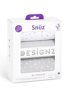 Snuz 3 Pieces Crib Bedding Set Infant And Baby, Perfect Crib Starter Bedding Bundle, 100% Cotton , 1X Blanket, 2X Crib Sheets , Fitted Sheet Size:44 X 80Cm (Max.), Blanket Size: 75 X 75Cm - Grey  - Image 4