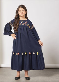 HANA & SARA Kids Embroidered Tassel Detail Jalabiya  - Image 4