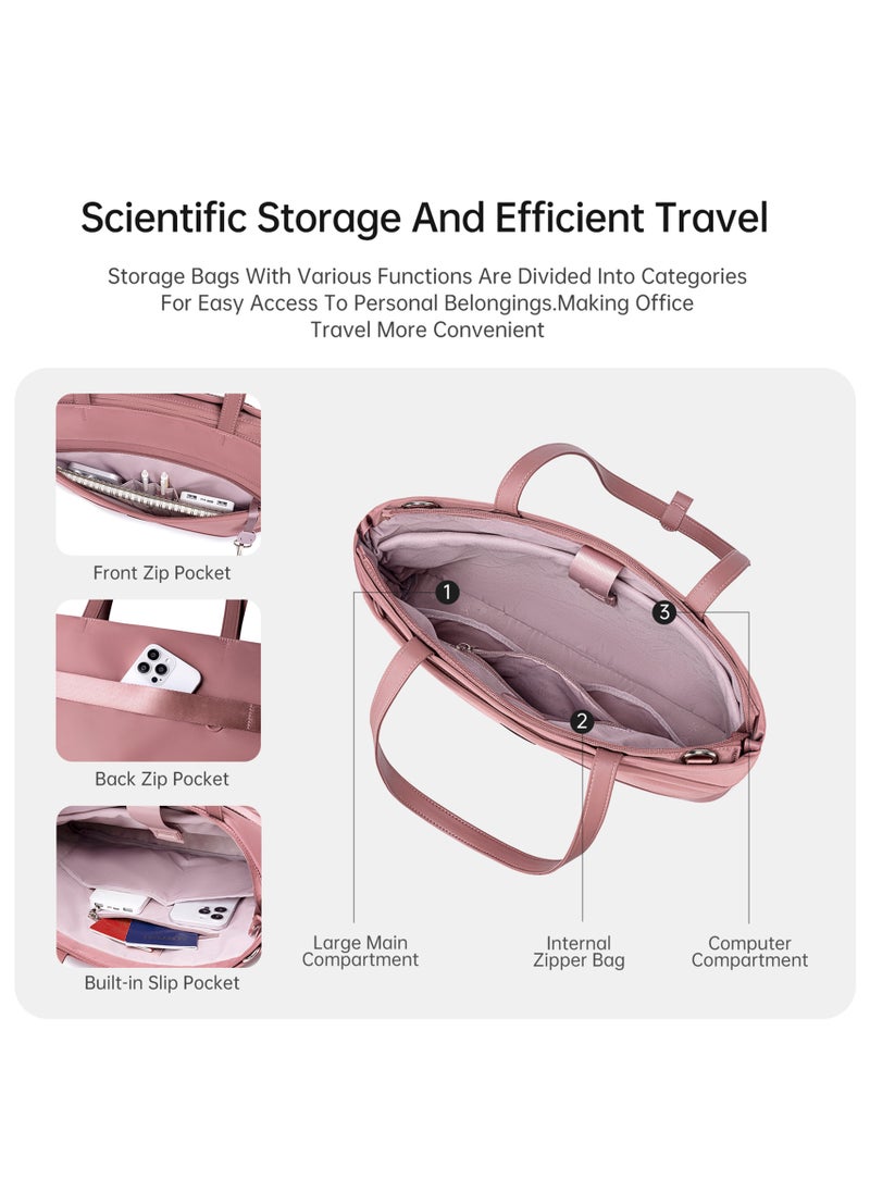 شانتريا - Premium Lightweight Laptop Hand Bag for Women Water Resistant Multifunctional Laptop Sling Bag with Multiple Pockets for Casual/Work/College/ School, CB00789-Nostalgia Rose - Image 1