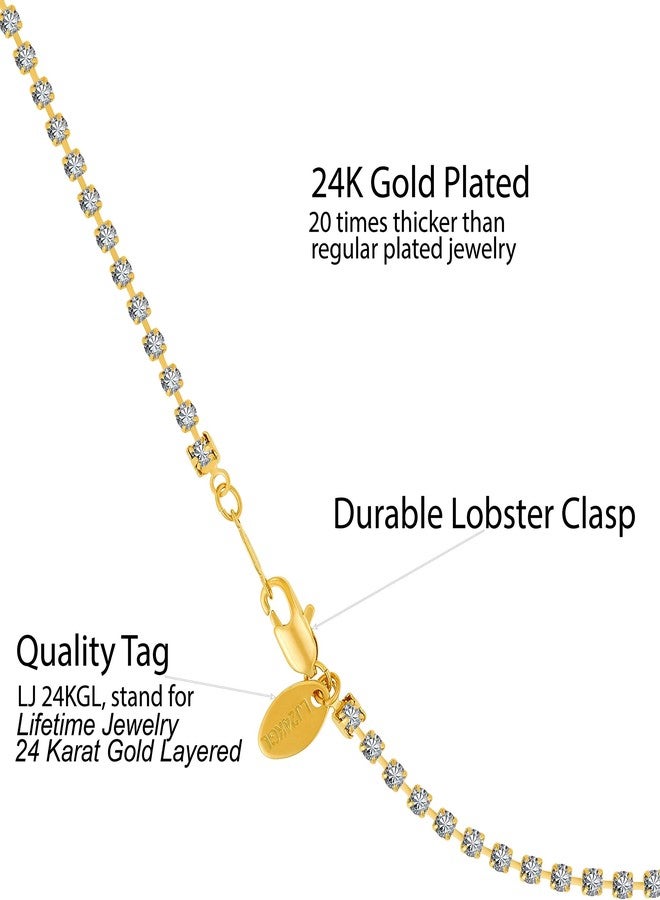 LIFETIME JEWELRY Iced Out Cubic Zirconia Anklet For Women & Men 24k Gold Plated (11.00) - Image 5