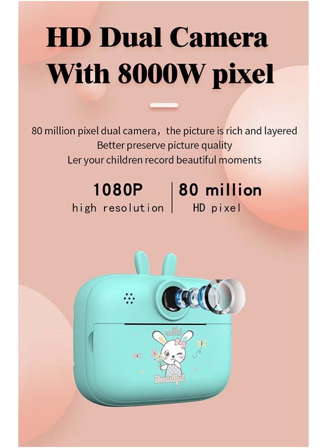 Generic High Definition Mini Instant Film Camera Children's Polaroid New Thermal Instant Printing Digital Video Photography Camera 3 Rolls of Photo Paper and Charger for Boys and Girls Birthday Presents Rabbit Shape S2 (Pink)  - Image 5