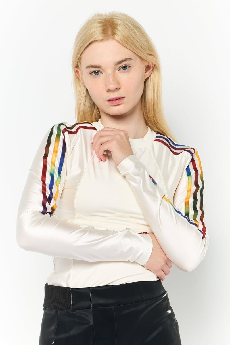 adidas Originals Adidas Originals x Paolina Russo Women Sportswear Fit Long Sleeve Training Bodysuits, Off White - Image 1