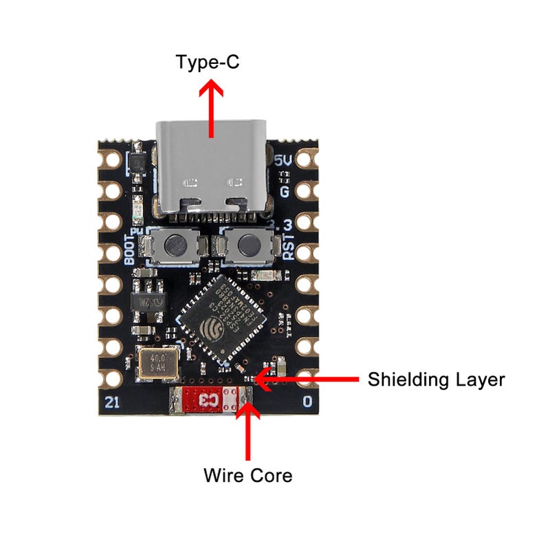 ACEIRMC 5pcs Type-C ESP32-C3 Development Board ESP32 C3 Mini WiFi Bluetooth 160MHz Running Frequency 2.4GHz Wi-Fi & Bluetooth 5.0 ESP32 C3 Super Mini for Arduino - Image 5