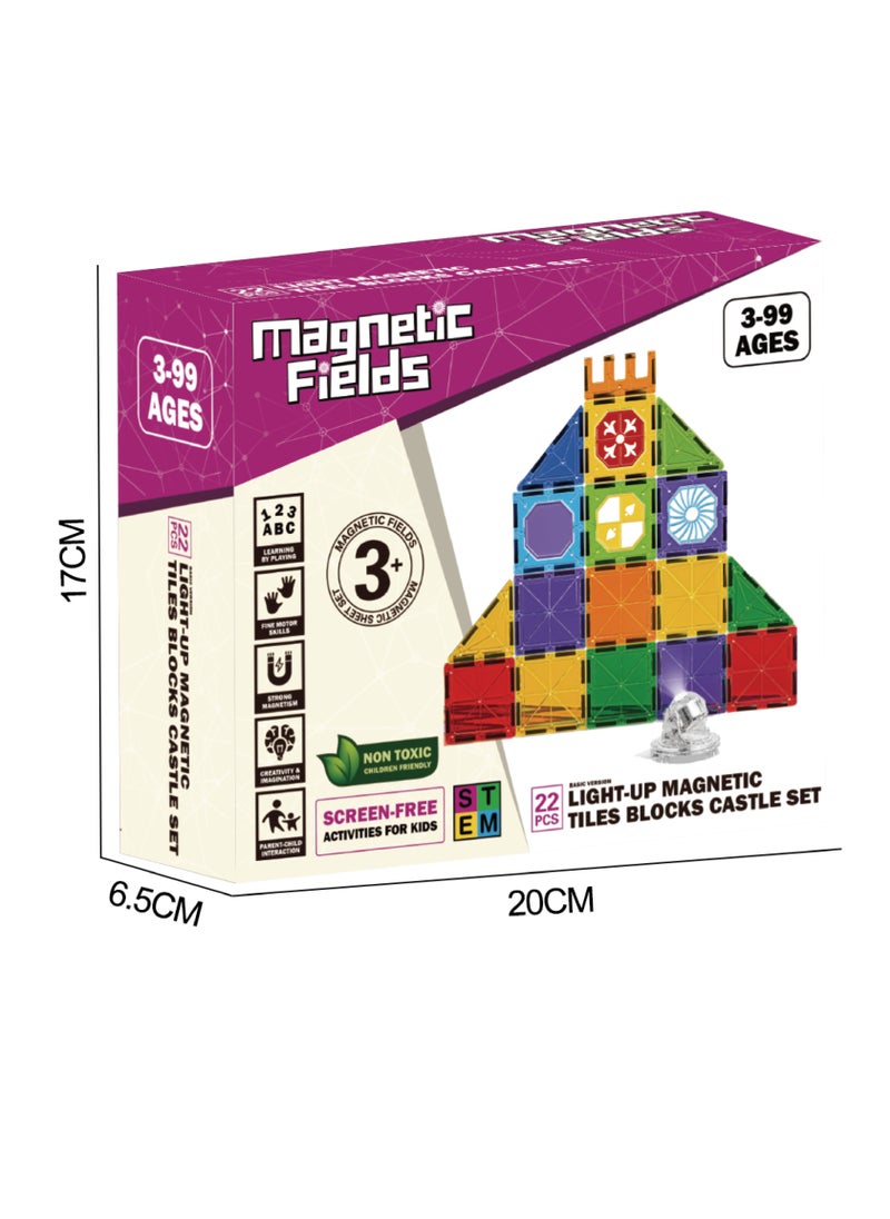 Magnetic Fields Light Magnetic Tiles Blocks Castle set- 22 Pcs