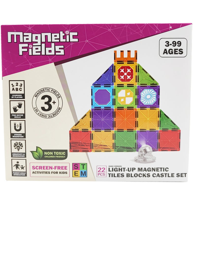 Magnetic Fields Light Magnetic Tiles Blocks Castle set- 22 Pcs