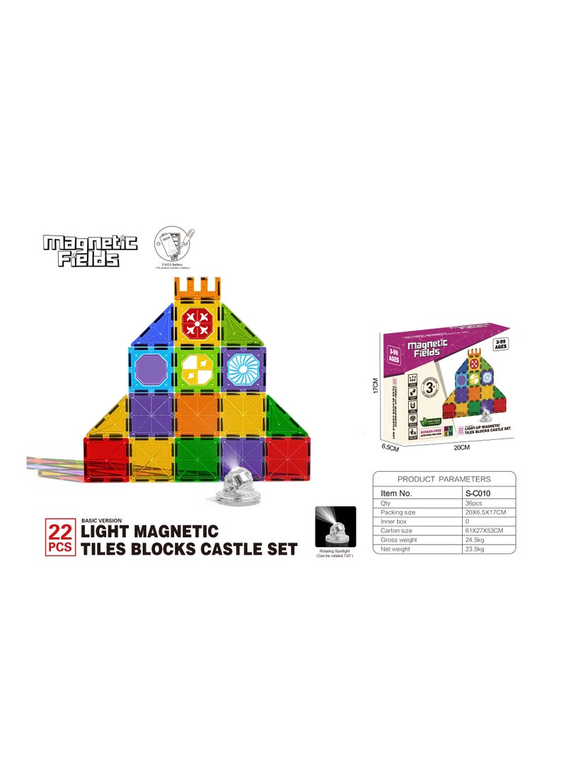 Magnetic Fields Magnetic Fields Light Magnetic Tiles Blocks Castle set- 22 Pcs  - Image 4