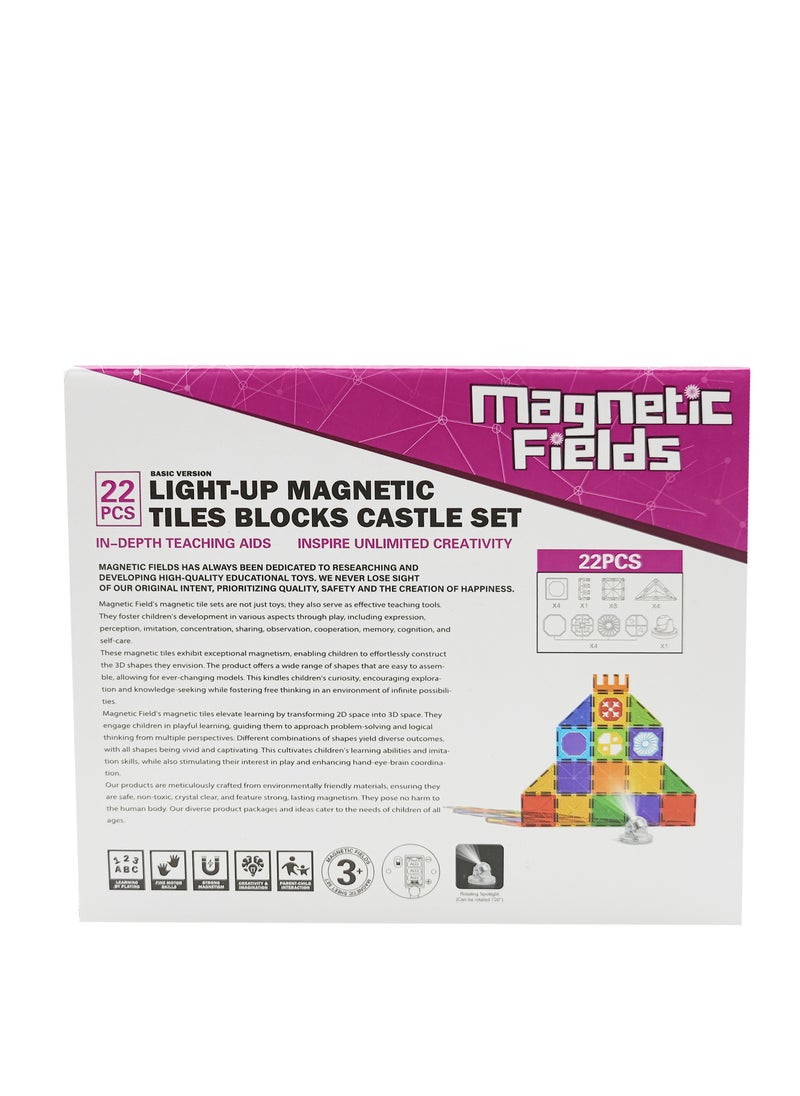 Magnetic Fields Magnetic Fields Light Magnetic Tiles Blocks Castle set- 22 Pcs  - Image 5