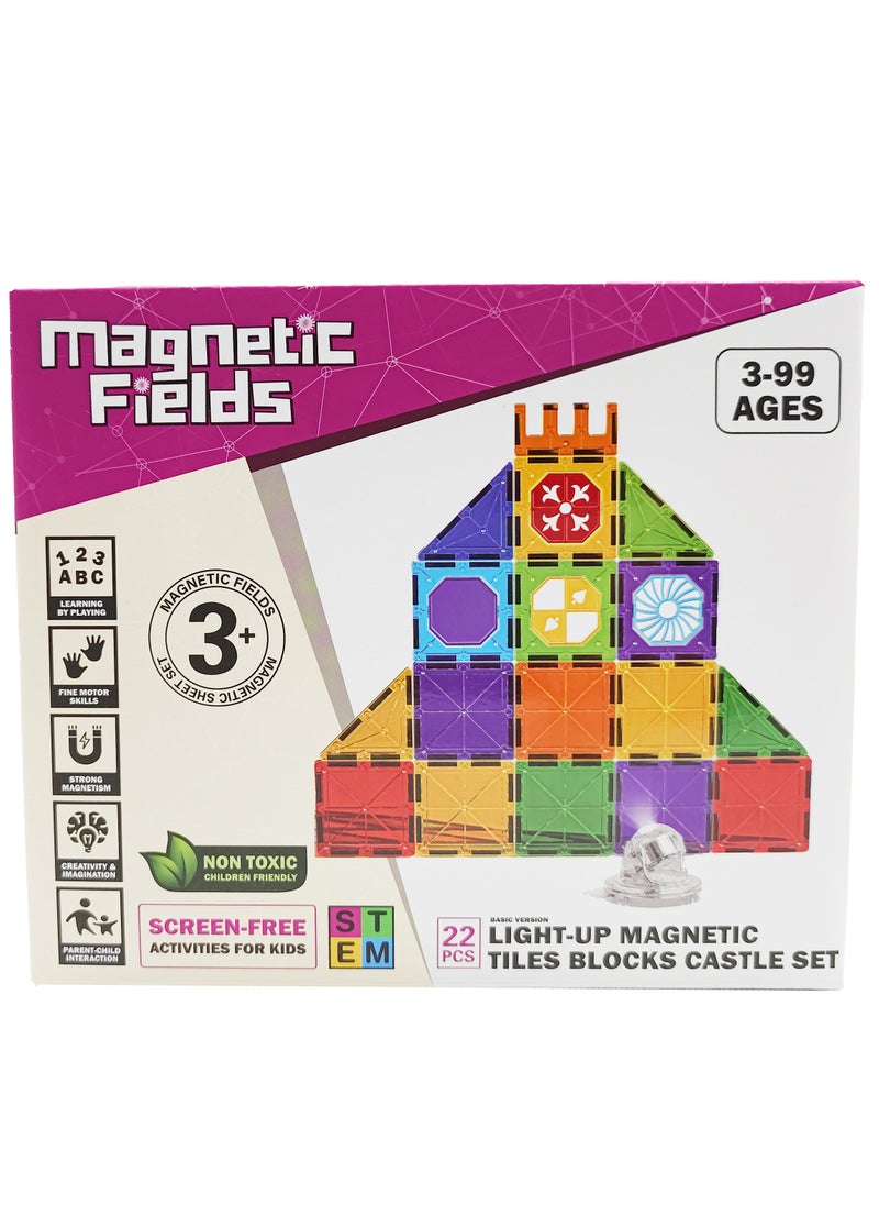 Magnetic Fields Magnetic Fields Light Magnetic Tiles Blocks Castle set- 22 Pcs  - Image 2