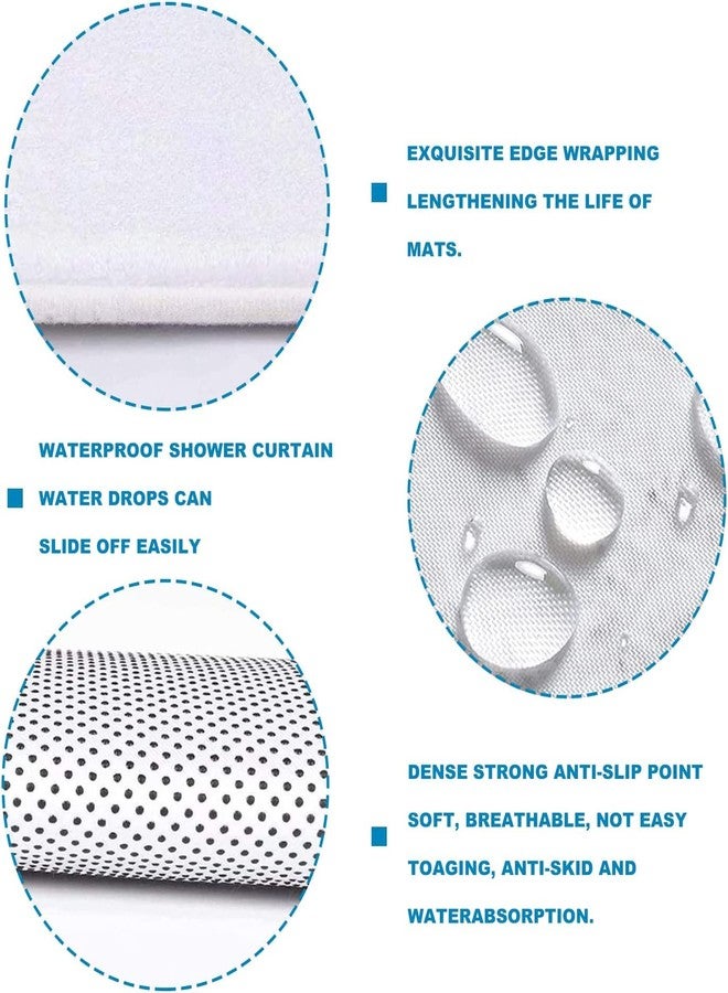Frameless Bathroom 4 Pieces Set Shower Curtain, Toilet Lid Cover and Bath Mat, Non-Slip Rugs, Durable and Waterproof, for Bathroom Decor Set, 72" x 72" - Image 5