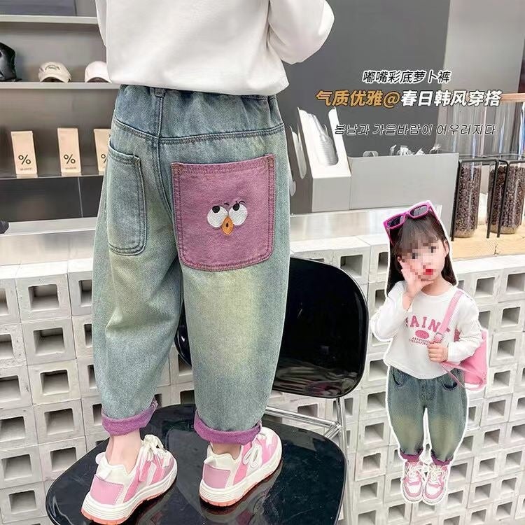 Girls' Jeans 2025 Korean Style New Arrival Trousers All-Match Western Style Baby Loose Casual Girls' Trousers Spring - Image 4