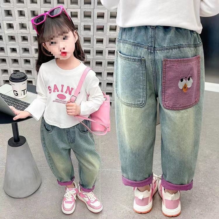 Girls' Jeans 2025 Korean Style New Arrival Trousers All-Match Western Style Baby Loose Casual Girls' Trousers Spring - Image 5