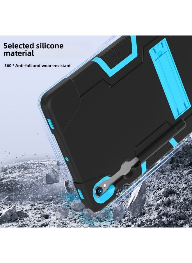 Generic - For Samsung Tab S9/FE SM-X710 Protective Case Bracket Silicone Tape Pen Slot Computer Protective Case-Color:Navy Blue - Image 1