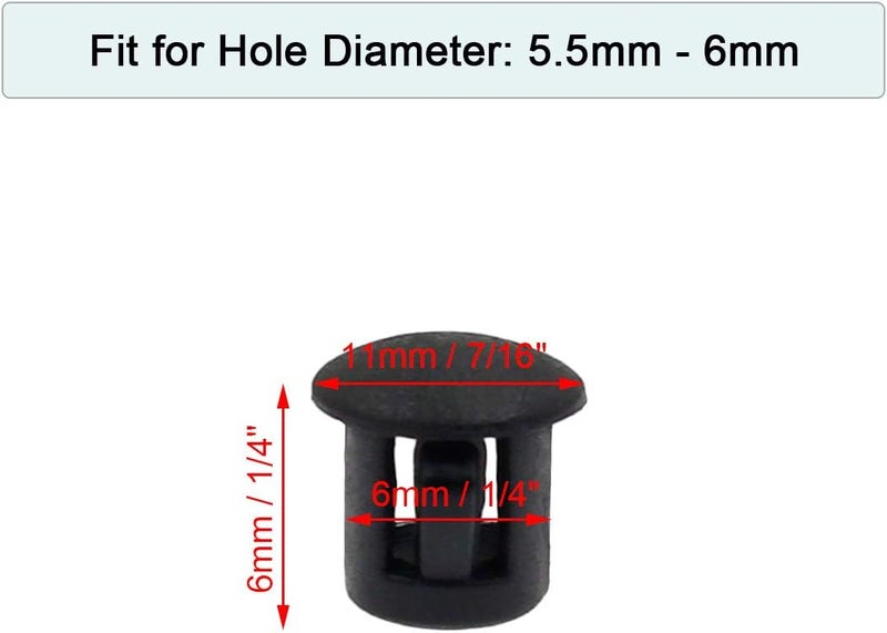 Suiwotin 60PCS 6mm (1/4") Black Hole Plugs Plastic Flush Type Hole Plugs Snap in Locking Hole Tube, Furniture Fencing Post Pipe Insert End Caps (Black) - Image 2