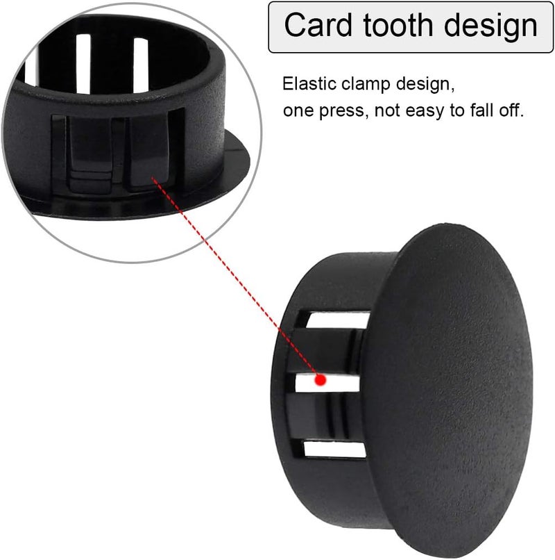 Suiwotin 60PCS 6mm (1/4") Black Hole Plugs Plastic Flush Type Hole Plugs Snap in Locking Hole Tube, Furniture Fencing Post Pipe Insert End Caps (Black) - Image 5