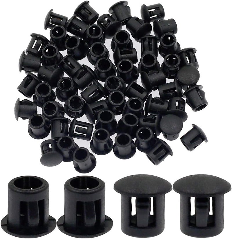 Suiwotin 60PCS 6mm (1/4") Black Hole Plugs Plastic Flush Type Hole Plugs Snap in Locking Hole Tube, Furniture Fencing Post Pipe Insert End Caps (Black) - Image 1