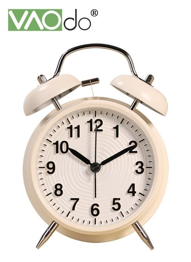 VAOdo - Twin Bell Alarm Clock with Night Light Stereoscopic Dial Classical  Electroplating Paint Shell Backlight Extra Loud Machinical Ringtone Battery Operated Loud Alarm Clock for Home Office White - Image 1