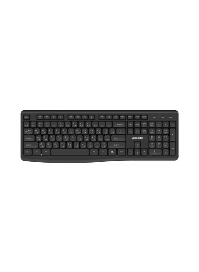 porodo Dual Mode Wireless Keyboard & Mouse Set with Bluetooth Connection, Wireless 2.4GHz Connectivity, 104 Keys, 4 Mouse Buttons, Arabic & English Layout - Black - Image 2