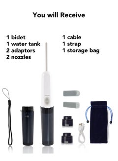 Portable Shattaf Electric Handheld Bidet Sprayer Rechargeable Handy Toilette with 2 Modes 2 Nozzles 2 Adaptors 1 Travel Bag IPX7 Waterproof, Travel Office Camping Personal Hygiene Postpartum Baby Care - pzsku/ZF92DBA5733215FAC5808Z/45/_/1739346407/2ed108dd-5a55-429d-9eb1-a693dc2f775e