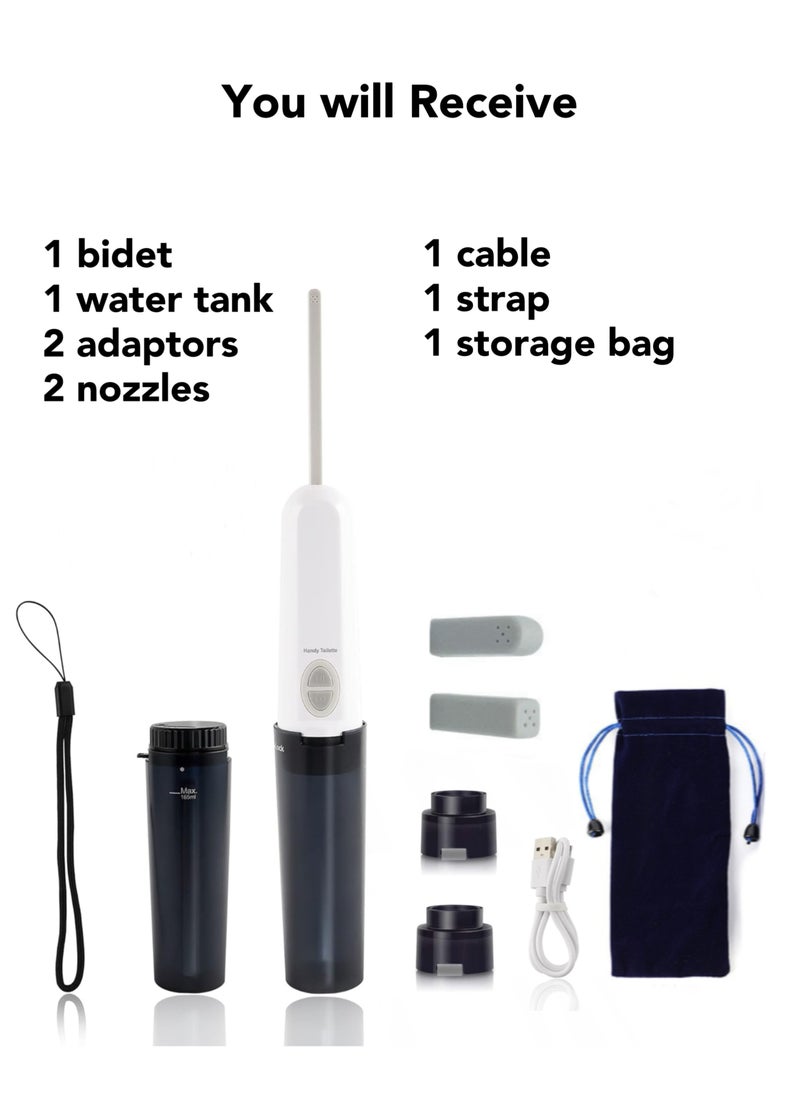 Oasis Casa - Portable Shattaf Electric Handheld Bidet Sprayer Rechargeable Handy Toilette with 2 Modes 2 Nozzles 2 Adaptors 1 Travel Bag IPX7 Waterproof, Travel Office Camping Personal Hygiene Postpartum Baby Care - Image 1