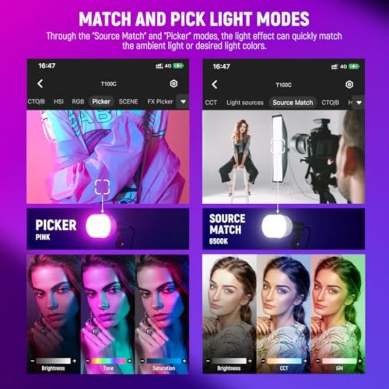 إضاءة التصوير الفوتوغرافي في الاستوديو: مجموعة RGB Softbox مع التحكم في التطبيق، 9 تأثيرات، مصابيح LED 24 وات CE/UKCA CRI93+ TLCI98+، مقابس بورسلين E27، 24 صندوق سوفت بوكس، أبيض - Image 5
