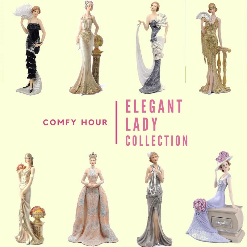 Comfy Hour Glamour Elegance Victorian Style Lady Collection Elegant Slim Lady Holding A Bunch of Flowers Collectible Figurine, 13-inch Height, Gold, Polyresin - Image 5