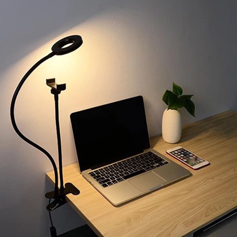 Adjustable LED Ring Light With Phone Holder For Live Streaming Photography Dimmable Selfie Fill Light Black - Image 5