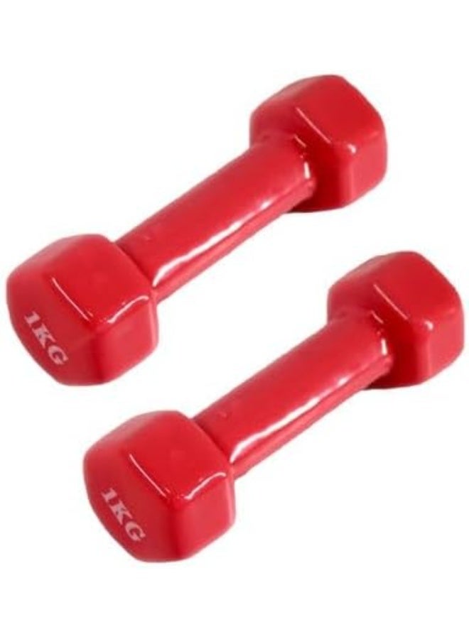 في سبورت دمبل حديد مطلي بالفينيل بوزن 1 كجم ، مجموعه من قطعتين ، من في سبورت - Image 1