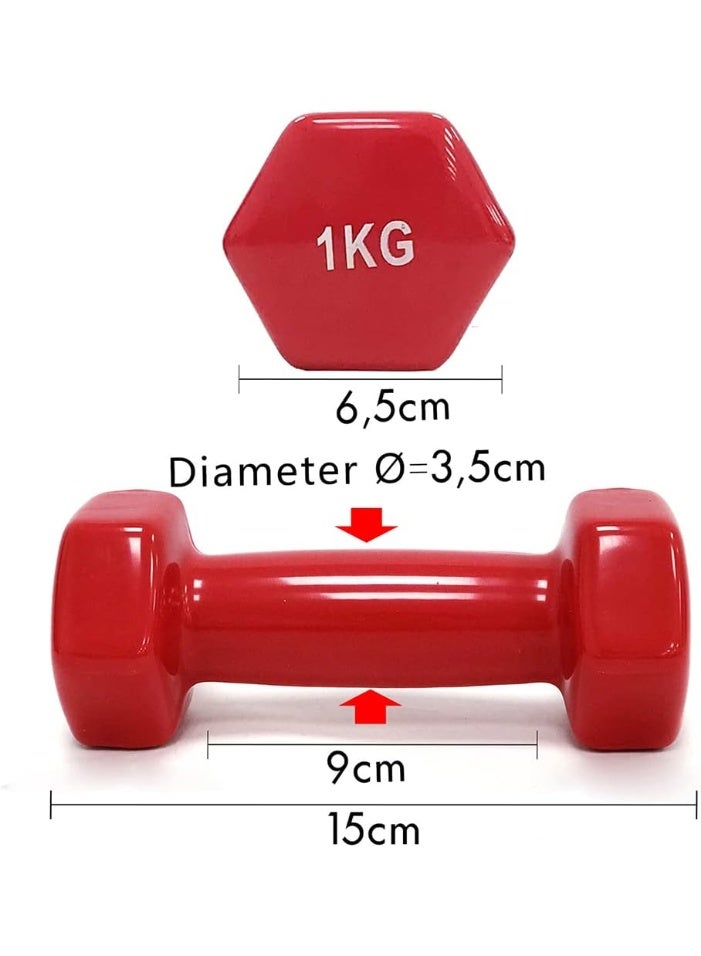 في سبورت دمبل حديد مطلي بالفينيل بوزن 1 كجم ، مجموعه من قطعتين ، من في سبورت - Image 4