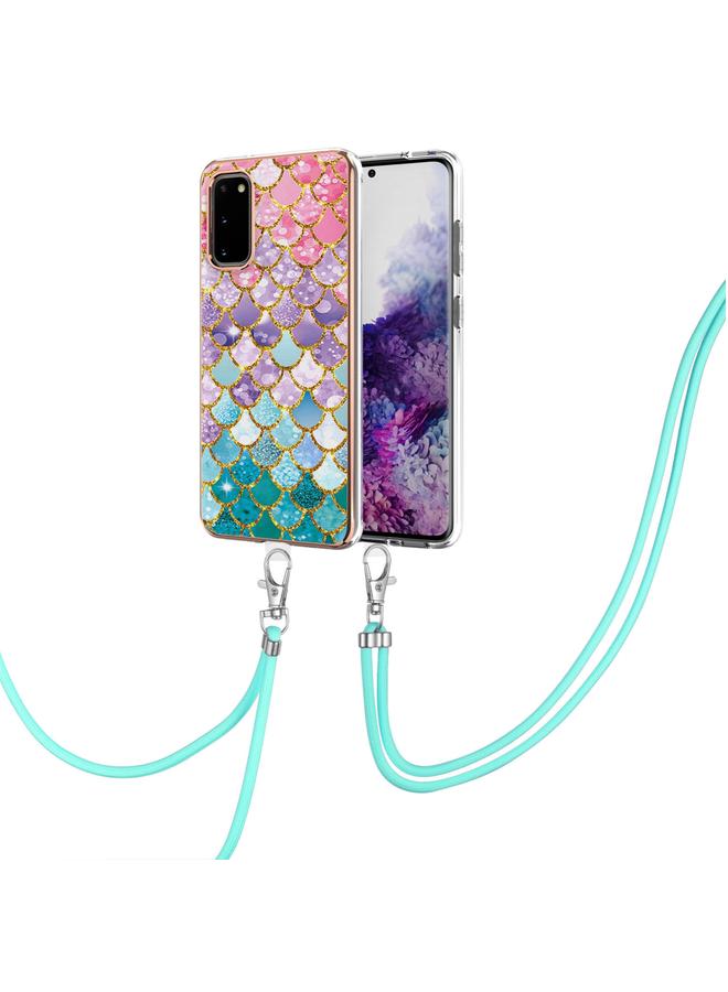 اس-توب جراب لهاتف Samsung Galaxy S20 بنمط طلاء كهربائي IMD TPU مقاوم للصدمات مع حبل للرقبة - Image 2