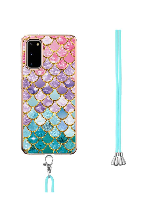 اس-توب جراب لهاتف Samsung Galaxy S20 بنمط طلاء كهربائي IMD TPU مقاوم للصدمات مع حبل للرقبة - Image 3