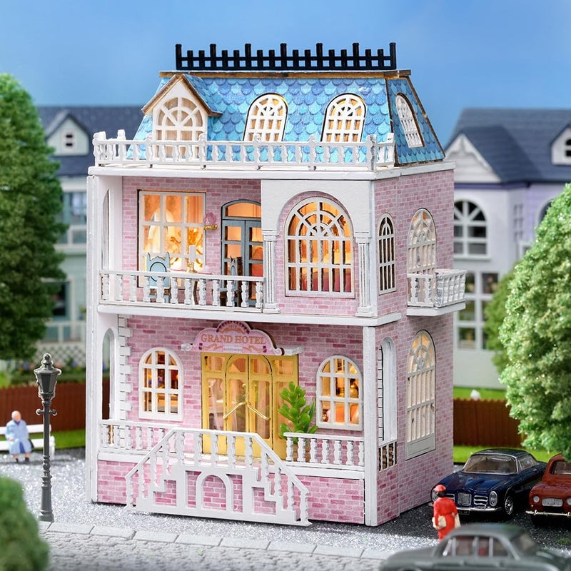 CUTEROOM Wooden Miniature House Kit - DIY Tiny House Making Kit with Furniture, Dollhouse Gift for Women and Girls (Romantic Castle) - Image 3