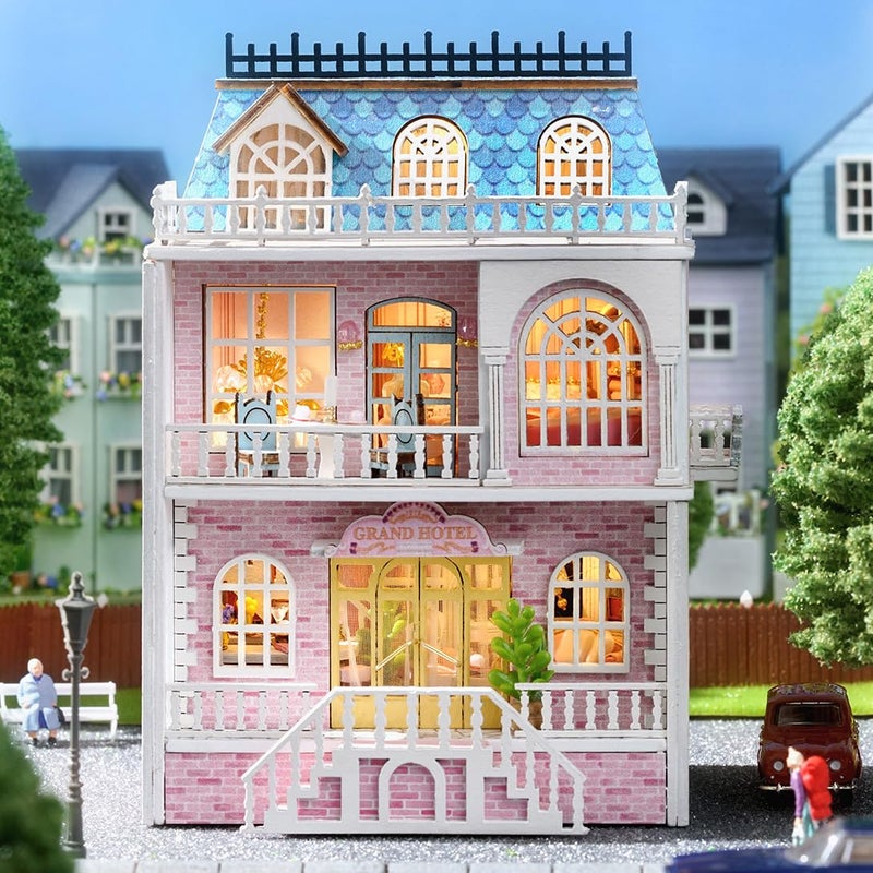 CUTEROOM Wooden Miniature House Kit - DIY Tiny House Making Kit with Furniture, Dollhouse Gift for Women and Girls (Romantic Castle) - Image 2