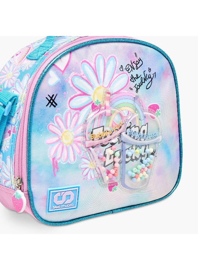 sami_studio Lunch Bag-Enjoy The Journey - Juices-Collection-1 Cmprt With Zip- (Polyester ) Multicolor \ 22.5X9.5X21 - Image 5