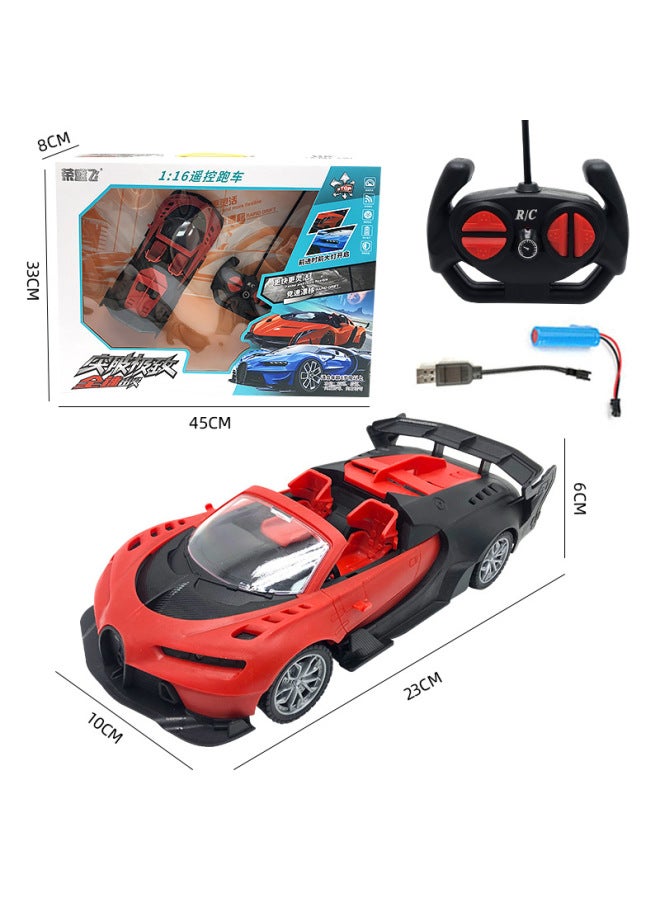 Large Gift Box Remote Control Car Suit Four-way Two-way Excavator Drift Car Rc Sports Car Stall Hot Sale Educational Institution-Color:Four-way Charging Cloth Sports Car [red]]  - Image 1