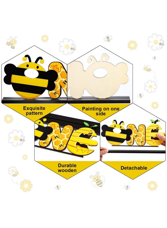 Queekay Bee One Letter Sign Wooden Table Centerpieces Summer First Honey Bee Day Photo Prop Table Centerpieces Decorations For Boys Girls Baby Shower Sweet Bee 1St Theme Birthday Party Supplies - Image 4
