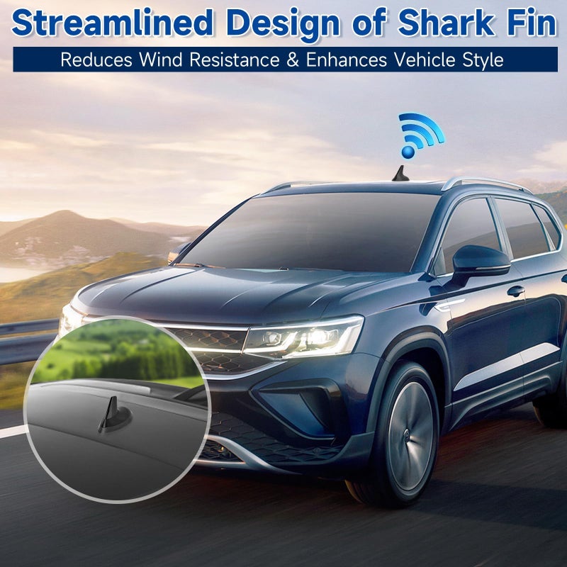 Eightwood Shark Fin Universal Car Radio Antenna, Roof Mount Amplified FM AM Antenna for Vehicle Car Truck Stereo Receiver Media Head Unit HD Radio - Image 2
